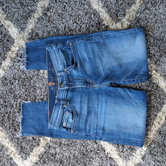 7 For All Mankind The Ankle Skinny Distressed Hem Denim Jean Size 26